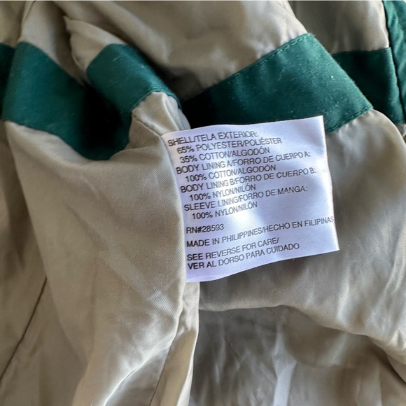Members Only Men's Vintage Jacket XL Beige Windbreaker Tan with Green Trim Zip - Picture 7 of 15